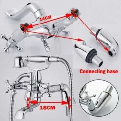 Victorian Traditional Bath Bathtub Mixer Tap With Shower Dual Lever Bathtub Taps Mixer Shower Handset Bathroom Chrome Deck Mounted -Bathroom Supplies Store 46235829 5