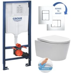 Grohe Rapid SL Toilet Set + SATrimless Toilet Bowl, Concealed Fixings + Chrome Skate Plate (RapidSL-SATrimless)