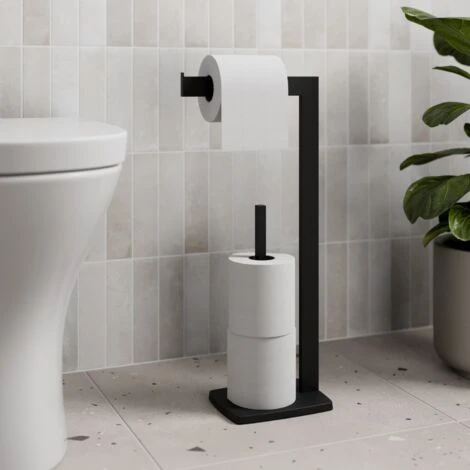 Black Architeckt Square Toilet Roll Holder Free Standing Bathroom Accessories 3 Black Architeckt Square Toilet Roll Holder Free Standing Bathroom Accessories