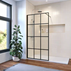 ELEGANT 1000mm Black Aluminium Framed Walk In Shower Enclosure Wet Room 8mm Safety Tempered Glass Bathroom Screen -Bathroom Supplies Store 50048261 2