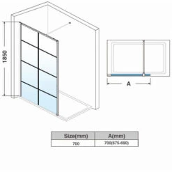 ELEGANT 700mm Black Aluminium Framed Walk In Shower Enclosure Wet Room 8mm Safety Tempered Glass Bathroom Screen -Bathroom Supplies Store 50048284 5