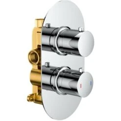 Chrome Round Twin Dual Concealed Thermostatic Shower Mixer Valve - Single Outlet 8 Chrome Round Twin Dual Concealed Thermostatic Shower Mixer Valve - Single Outlet -Bathroom Supplies Store 50827693 3