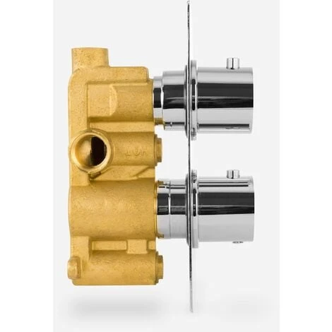 Chrome Round Twin Dual Concealed Thermostatic Shower Mixer Valve - Single Outlet 6 Chrome Round Twin Dual Concealed Thermostatic Shower Mixer Valve - Single Outlet - Image 4
