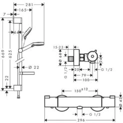 Hansgrohe Ecostat Set Thermostatic Mixer + Crometta Vario Hand Shower With Soap Dish (13211000-Crometta2) 11 Hansgrohe Ecostat Set Thermostatic Mixer + Crometta Vario Hand Shower With Soap Dish (13211000-Crometta2) -Bathroom Supplies Store 50902772 5