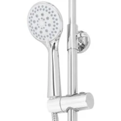 PrimeMatik - Chrome Telescopic Shower Column With Single-lever Mixer Tap, Overhead Shower Head, Hand Shower Head And Flexible Hose -Bathroom Supplies Store 51028268 4