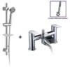 Round Waterfall Deck Mounted Bath Filler Shower Mixer With Slider Rail And Handset Kit 1 Round Waterfall Deck Mounted Bath Filler Shower Mixer With Slider Rail And Handset Kit -Bathroom Supplies Store 51419252 1