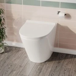 Eddy Modern Cloakroom BTW WC Curved Rimless Toilet And Soft Close Seat -Bathroom Supplies Store 51419712 3
