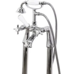 Edwardian Traditional Freestanding Chrome Bath Shower Mixer Tap With Handheld Kit -Bathroom Supplies Store 51419915 3