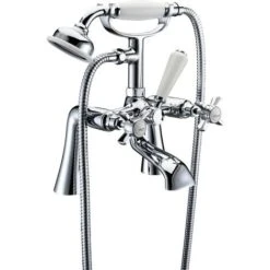 Edwardian Traditional Freestanding Chrome Bath Shower Mixer Tap With Handheld Kit -Bathroom Supplies Store 51419915 4