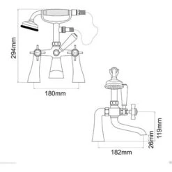 Edwardian Traditional Freestanding Chrome Bath Shower Mixer Tap With Handheld Kit -Bathroom Supplies Store 51419915 5