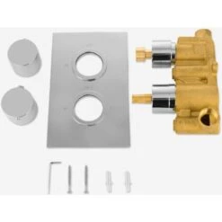 Lily 2 Dial 1 Outlet Round Concealed Thermostatic Shower Chrome -Bathroom Supplies Store 51420541 5