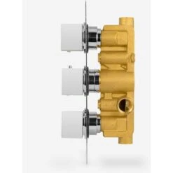 Cameo Modern Square 3 Dial 2 Outlet Concealed Shower Valve - Chrome -Bathroom Supplies Store 51420668 3