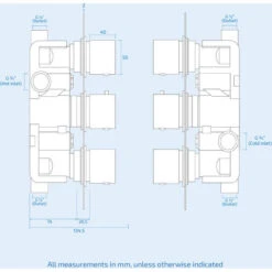 Cameo Modern Square 3 Dial 2 Outlet Concealed Shower Valve - Chrome -Bathroom Supplies Store 51420668 5
