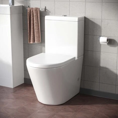 Modern Close Coupled Rimless Round Toilet Ceramic Soft Closing Seat White Okham 3 Modern Close Coupled Rimless Round Toilet Ceramic Soft Closing Seat White Okham