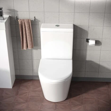 Modern Close Coupled Rimless Round Toilet Ceramic Soft Closing Seat White Okham 6 Modern Close Coupled Rimless Round Toilet Ceramic Soft Closing Seat White Okham - Image 4