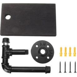 Industrial Urban Style Iron Pipe Toilet Paper Wall Holder Roller With Wood Shelf -Bathroom Supplies Store 51940877 3