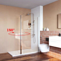 ELEGANT 800mm Frameless Walk In Shower Door Screen With 300mm Flipper Panel 6mm Tempered Glass Shower Enclosure -Bathroom Supplies Store 52074144 2