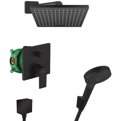 Hansgrohe Vernis Shape All-in-one Shower Set With 230° Head Shower + 2 Jet Hand Shower, Matt Black 3 Hansgrohe Vernis Shape All-in-one Shower Set With 230° Head Shower + 2 Jet Hand Shower, Matt Black