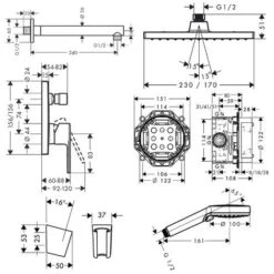 Hansgrohe Vernis Shape All-in-one Shower Set With 230° Head Shower + 2 Jet Hand Shower, Matt Black 11 Hansgrohe Vernis Shape All-in-one Shower Set With 230° Head Shower + 2 Jet Hand Shower, Matt Black -Bathroom Supplies Store 52504685 5