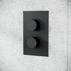 Temel Black Matt Round Concealed Thermostatic Mixer Valve Hand Held Shower Set -Bathroom Supplies Store 53543364 4