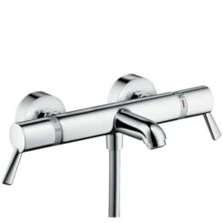 Hansgrohe Ecostat Thermostatic Bath Mixer Comfort Care For Exposed Installation With Extra Long Handles, Chrome (13115000)