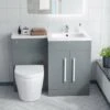 1100mm Right Flat Pack Vanity Basin, WC Unit & Back To Wall Rimless Toilet Light Grey -Bathroom Supplies Store 55340801 1