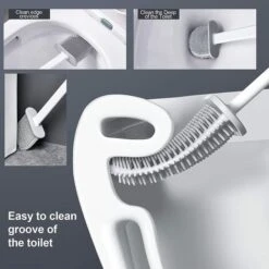 MUFF Toilet Brush & Holders，Silicone Toilet Brush，Deep Cleaner Toilet Brushes & Holders Blue -Bathroom Supplies Store 55623705 3