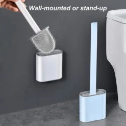 MUFF Toilet Brush & Holders，Silicone Toilet Brush，Deep Cleaner Toilet Brushes & Holders Blue -Bathroom Supplies Store 55623705 4