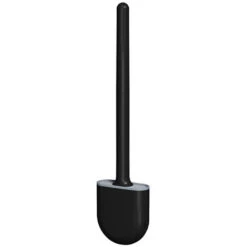 MUFF Toilet Brush And Stand Set, Wall Mounted, Silicone Toilet Brush, Drip Resistant With Base (Black)