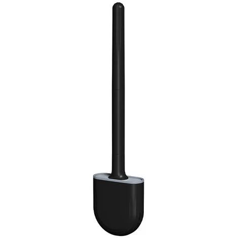 MUFF Toilet Brush And Stand Set, Wall Mounted, Silicone Toilet Brush, Drip Resistant With Base (Black) 3 MUFF Toilet Brush And Stand Set, Wall Mounted, Silicone Toilet Brush, Drip Resistant With Base (Black)