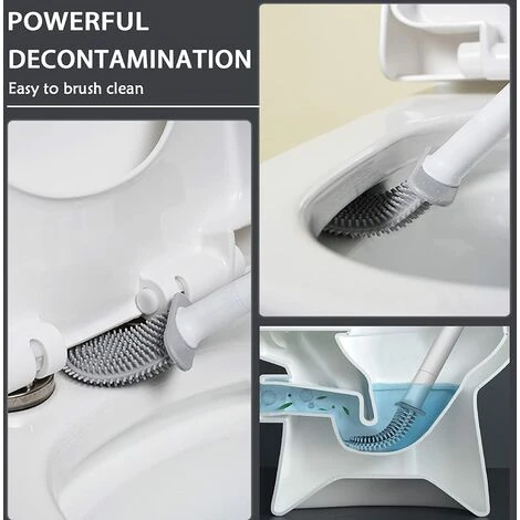 MUFF Toilet Brush And Stand Set, Wall Mounted, Silicone Toilet Brush, Drip Resistant With Base (Black) 6 MUFF Toilet Brush And Stand Set, Wall Mounted, Silicone Toilet Brush, Drip Resistant With Base (Black) - Image 4