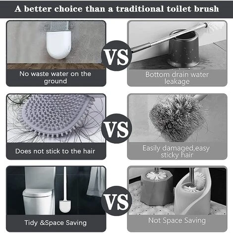 MUFF Toilet Brush And Stand Set, Wall Mounted, Silicone Toilet Brush, Drip Resistant With Base (Black) 7 MUFF Toilet Brush And Stand Set, Wall Mounted, Silicone Toilet Brush, Drip Resistant With Base (Black) - Image 5