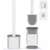 Toilet Brush With Holder, Deep Cleaning Bathroom Flat Flexible Silicone Toilet Brush Set With No-Slip Long Plastic Handle, Wall Mounted & Flooring Quick Dry Hygienic, White 2 Toilet Brush With Holder, Deep Cleaning Bathroom Flat Flexible Silicone Toilet Brush Set With No-Slip Long Plastic Handle, Wall Mounted & Flooring Quick Dry Hygienic, White -Bathroom Supplies Store 56134239 1