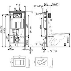 Concealed 1.12m Wall Hung Cistern Frame - Gloss White -Bathroom Supplies Store 56536832 4