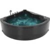 Modern Hot Tub Corner Bathtub Hydro Massage Jets LED Light Black Acrylic Baracoa -Bathroom Supplies Store 57715645 1 1