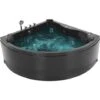 Modern Hot Tub Corner Bathtub Hydro Massage Jets LED Light Black Acrylic Baracoa -Bathroom Supplies Store 57715645 1
