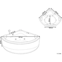 Modern Hot Tub Corner Bathtub Hydro Massage Jets LED Light Black Acrylic Baracoa 9 Modern Hot Tub Corner Bathtub Hydro Massage Jets LED Light Black Acrylic Baracoa -Bathroom Supplies Store 57715645 3