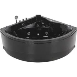 Modern Hot Tub Corner Bathtub Hydro Massage Jets LED Light Black Acrylic Baracoa 10 Modern Hot Tub Corner Bathtub Hydro Massage Jets LED Light Black Acrylic Baracoa -Bathroom Supplies Store 57715645 4