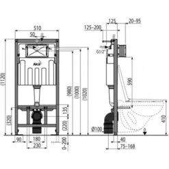 Alca Self-supporting Frame For Wall-hung Toilets (AM101/1120-DN100) -Bathroom Supplies Store 58150549 5