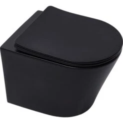 Geberit Toilet Set Duofix Frame + Matt Black SAT Infinitio Rimless WC + Soft Close Seat + Delta 50 Black Plate (BlackInfinitioGeb-7) -Bathroom Supplies Store 58739735 3