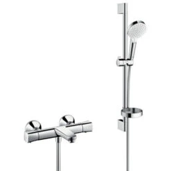 Hansgrohe Ecostat Universal Set Thermostatic Bath/shower Mixer + Crometta Vario Shower Set With Soap Dish (13123000-Crometta2)