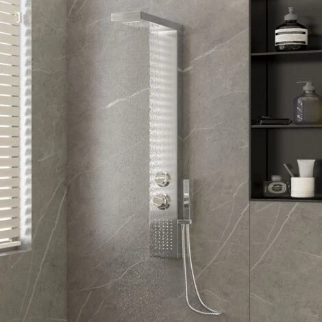 Shower Panel System Stainless Steel Square VidaXL 4 Shower Panel System Stainless Steel Square VidaXL - Image 2