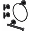 Black Towel And Toilet Roll Holder Set Bathroom Accessory Set 4 Piece Toilet Roll Holder And Towel Ring And Hook SUS304 Stainless Steel Wall Mounted -Bathroom Supplies Store 59151907 1