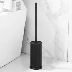 Black Toilet Brush Holder, Toilet Brush Black Aluminum Round Toilet Bowl Brush And Holder For Bathroom