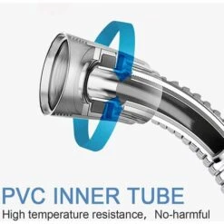 Shower Hose 1.5m, Premium Shower Hose With Double Twist Protection, Flexible And Kink Resistant Stainless Steel Shower Hose With Chrome, Universal Connection Size (Silver) -Bathroom Supplies Store 59337245 4