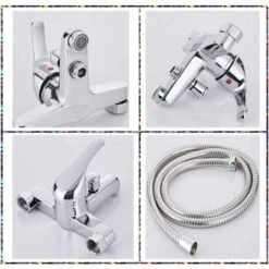 Modern Bathroom Bath Shower Filler Mixer Tap Single Lever Chrome Solid Brass With Shower Handset And Hose Attachment 10 Modern Bathroom Bath Shower Filler Mixer Tap Single Lever Chrome Solid Brass With Shower Handset And Hose Attachment -Bathroom Supplies Store 59499053 4