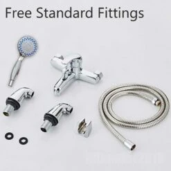 Modern Bathroom Curved Bath Shower Filler Mixer Tap Brass Deck Mounted With Shower Handset And Hose Single Lever Chrome -Bathroom Supplies Store 59499671 2