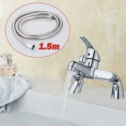 Modern Bathroom Curved Bath Shower Filler Mixer Tap Brass Deck Mounted With Shower Handset And Hose Single Lever Chrome -Bathroom Supplies Store 59499671 3