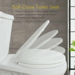 Toilet Seat, Soft Close Toilet Seat White With Quick Release For Easy Clean, Top Fixing, Stay Tight Toilet Lid Oval Shape, Heavy Duty Urea-Formaldehyde Anti-Bacterial Material -Bathroom Supplies Store 59499787 5