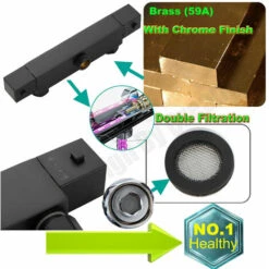 Matte Black - Shower Bathroom Thermostatic Mixer Square Twin Head Exposed Valve -Bathroom Supplies Store 59499973 4